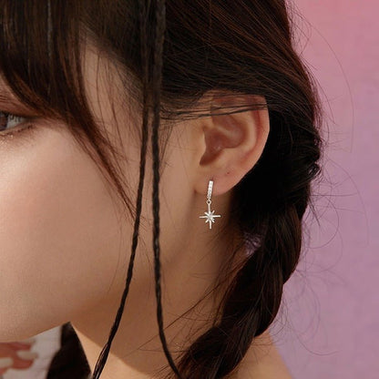 Rhinestone Stereo Eight Awn Star Ear Clip Simple Zircon Planet Short Earrings Urban Sale