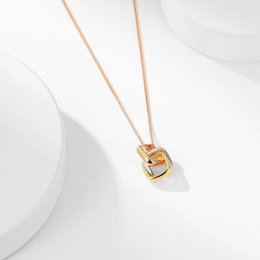 Square Three-color Ring Necklace Interlocking Clavicle Chain Urban Sale