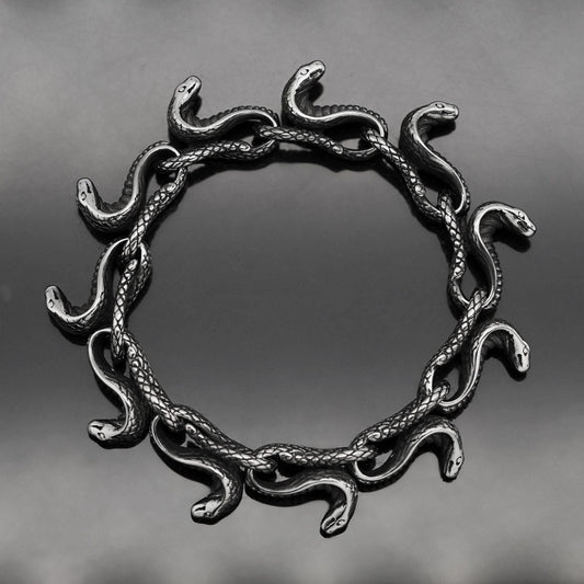 Stainless Steel Men's Bracelet Snake Head Urban Sale