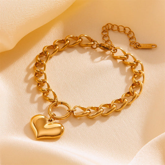Stainless Steel Simple Thick Straps Heart Bracelet Urban Sale