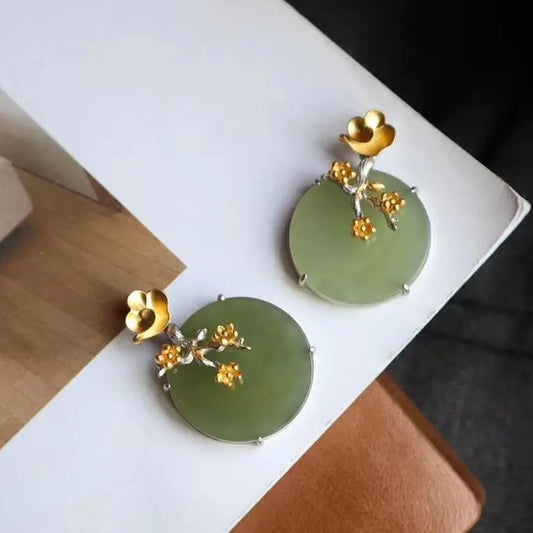 Sterling Silver Gold Plated Hotian Jade Pendant Necklace Urban Sale