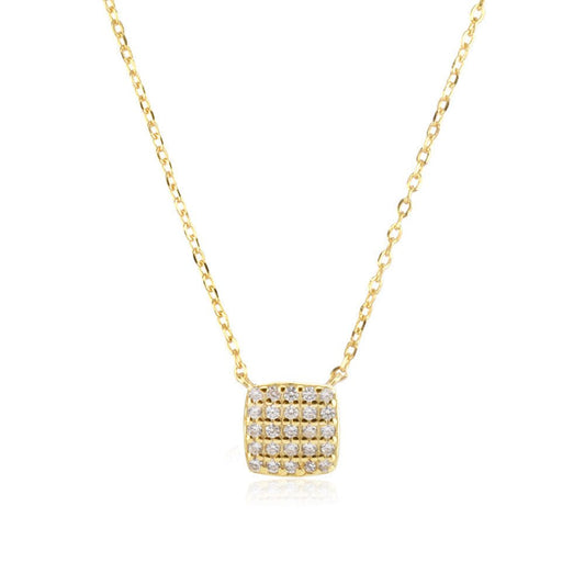 Sterling Silver Square Stone Full-shop Pendant Necklace Urban Sale