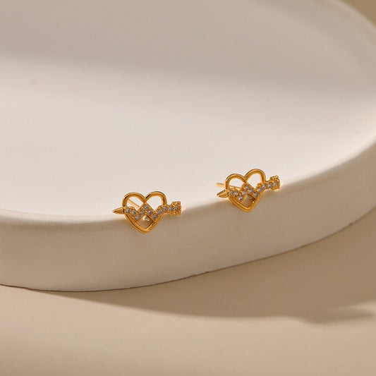 Sweet Tridimensional Peach Heart Stud Earring Urban Sale