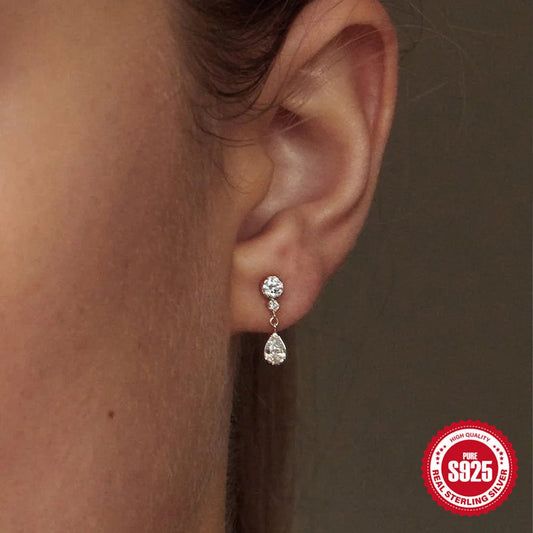 Temperament Entry Lux Diamond Water Drop Ear Studs Urban Sale