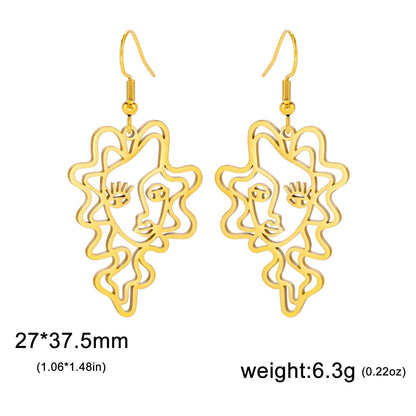 Titanium Steel Retro Ethnic Style Wave Girl Earrings Urban Sale