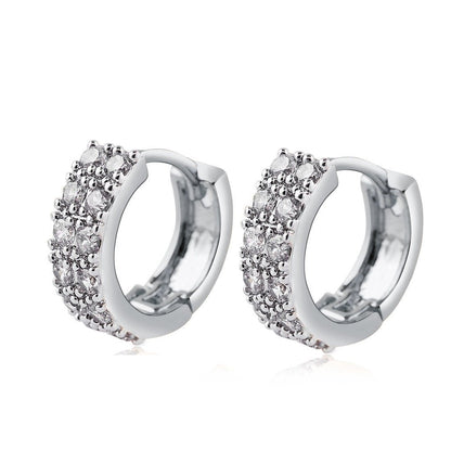 Two-color Plating Fine Zircon-embedded Earrings Women Urban Sale