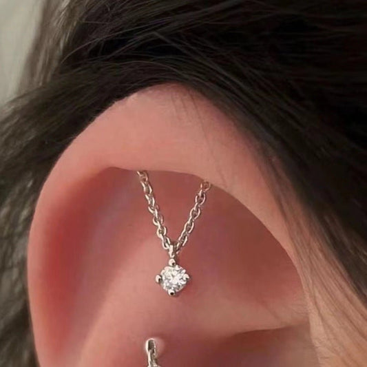 Water Drop Zircon Ear Studs High-Grade Silver Plated Urban Sale