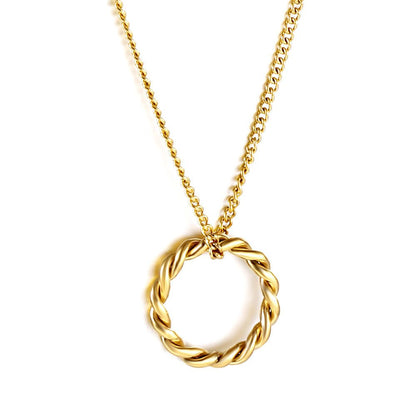 Women's Fashionable Exquisite Non-Fading Openwork Circle Gold Simple Twist Necklace Urban Sale