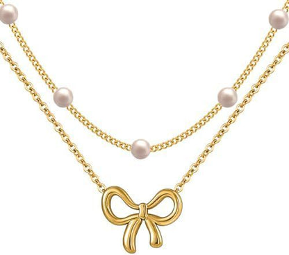 Women's Minimalist And Versatile Pearl Bow Necklace Fashion Jewelry Urban Sale