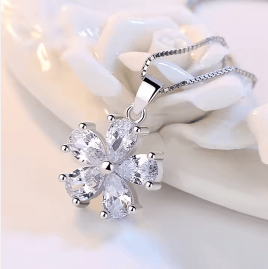 Zircon Petal Flower Necklace Set Urban Sale